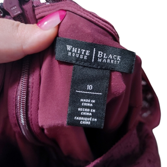 White House Black Market Purple Lace 3/4 Sleeve Mini Dress Women's Size 10 - Picture 6 of 9